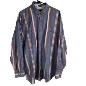 Men's XL Ralph Lauren Chaps Home Field Factory Button Down Striped Cotton Shirt